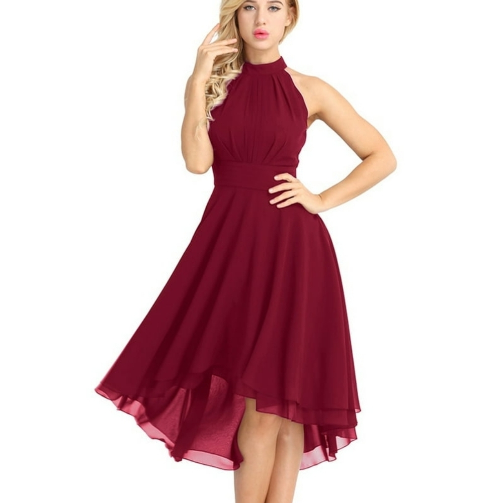 High-Low Halter Chiffon Party Dress